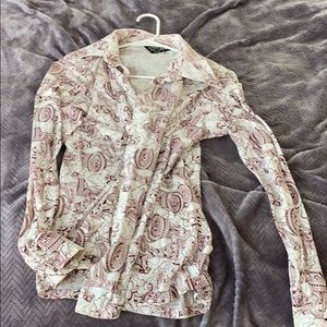 Vintage Maroon/Cream Colored Grabber Knit Shirt